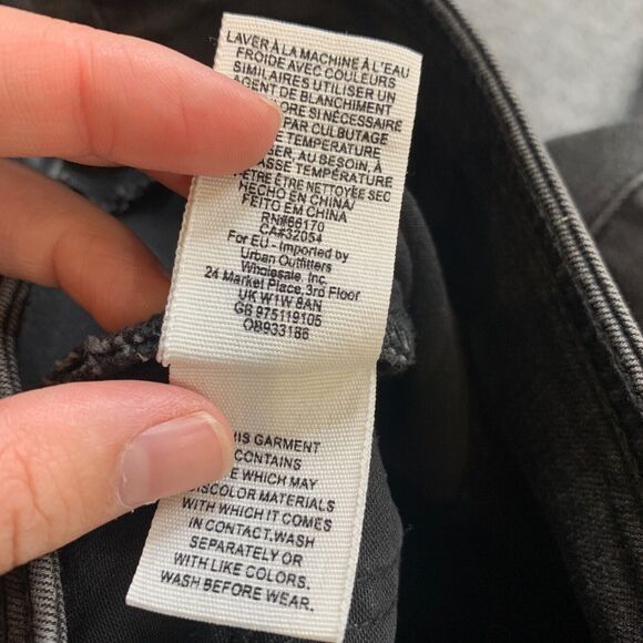 We The Free People Skirt Womens 26 Black Fade Denim Maddie Zip Front Slit Midi - Picture 10 of 12